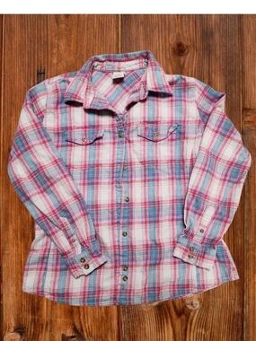 Carhartt Pink and Blue Plaid Button-Down Shirt